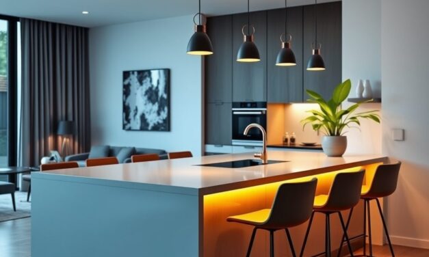 Wyspa kuchenna z hokerami jako praktyczny sposób na funkcjonalny podział stref w open space