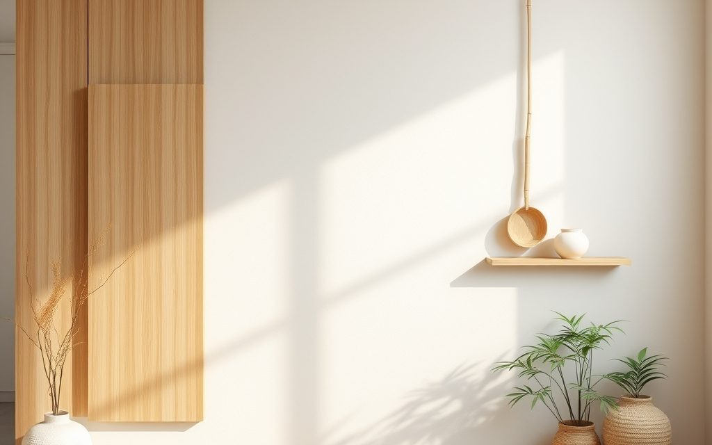 Styl japandi i dekoracje na ścianę: naturalne materiały, motywy i harmonia wnętrza