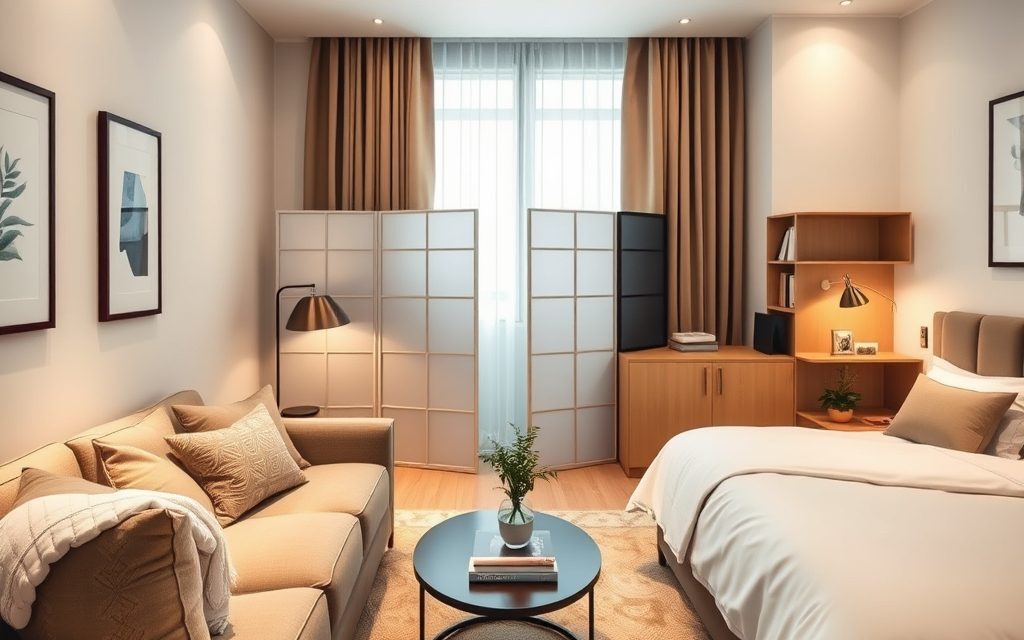 Pokój dzienny z sypialnią: praktyczne sposoby strefowania dla komfortu i funkcjonalności