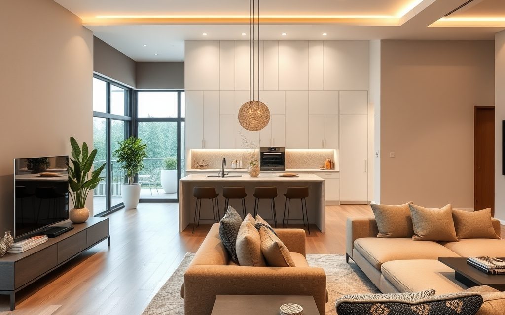 Aneks kuchenny w salonie: jak zaplanować funkcjonalną i spójną przestrzeń dzienną z podziałem na strefy